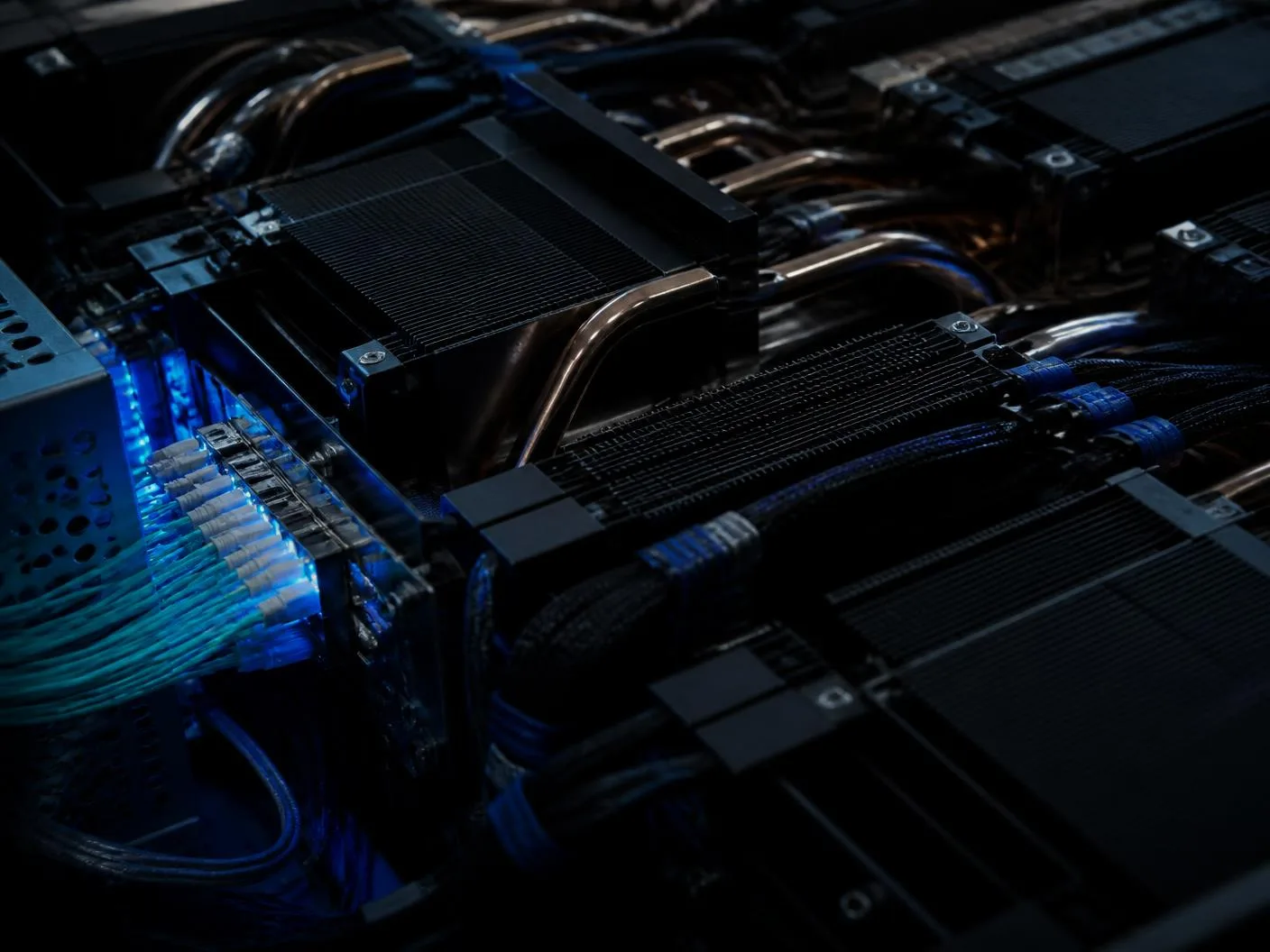 Server chassis with accelerator boards and structured cabling in a dark data hall